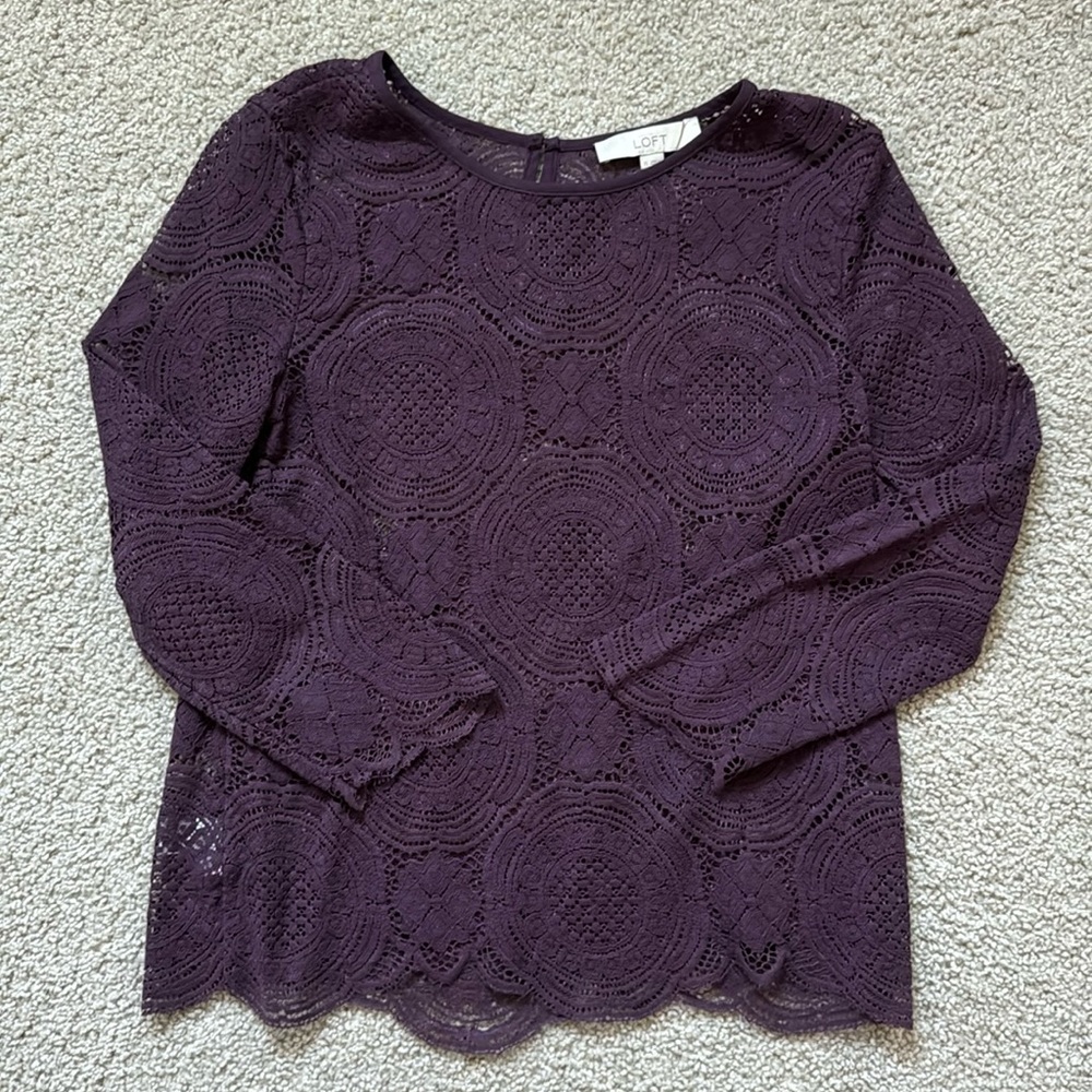 Loft Lace Purple Shirt (XSmall)